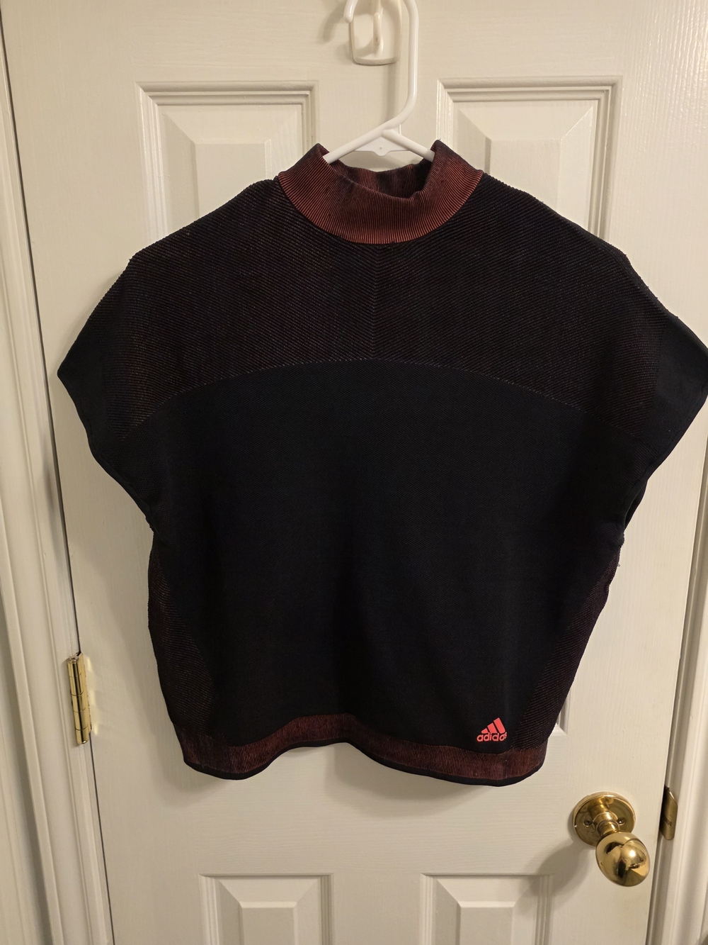 Adidas Short Sleeve Knit Pullover in Black & Burgundy